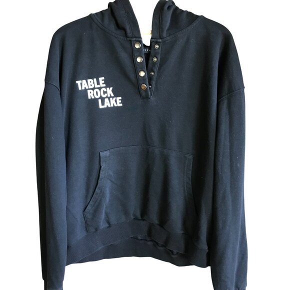 Upcycled Table Rock Lake Hoodie L: TRL Landmarks Marinas Graphic Sweatshirt - Picture 3 of 12